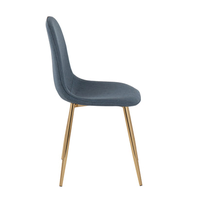 Pebble - Contemporary Chair (Set of 2) - Gold / Blue