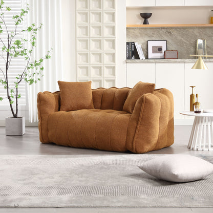 Soft Beanbag Chair With High Resilience Foam Core For Two People - Yellow