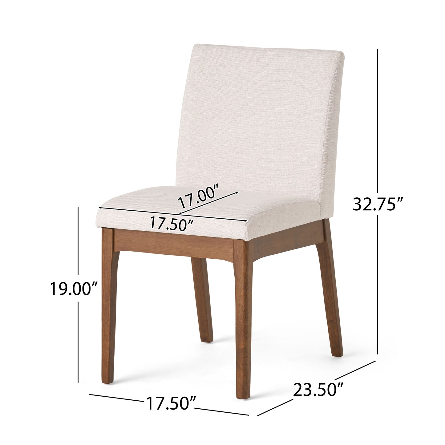 Contemporary Fabric Dining Chairs (Set of 2) - Light Beige / Walnut