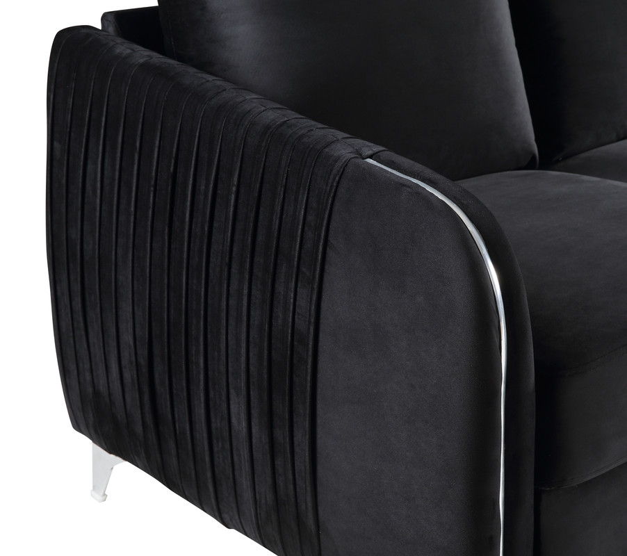 Hathaway - Velvet Modern Chic Loveseat Couch - Black