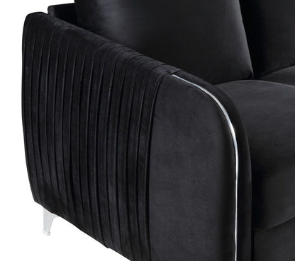 Hathaway - Velvet Modern Chic Loveseat Couch - Black