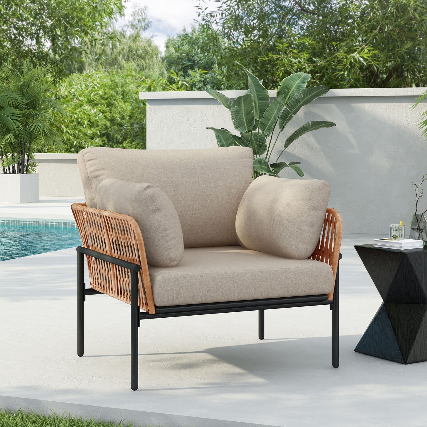 Lounge Chair With Cushions For Natural And Modern Spaces - Beige / Natural