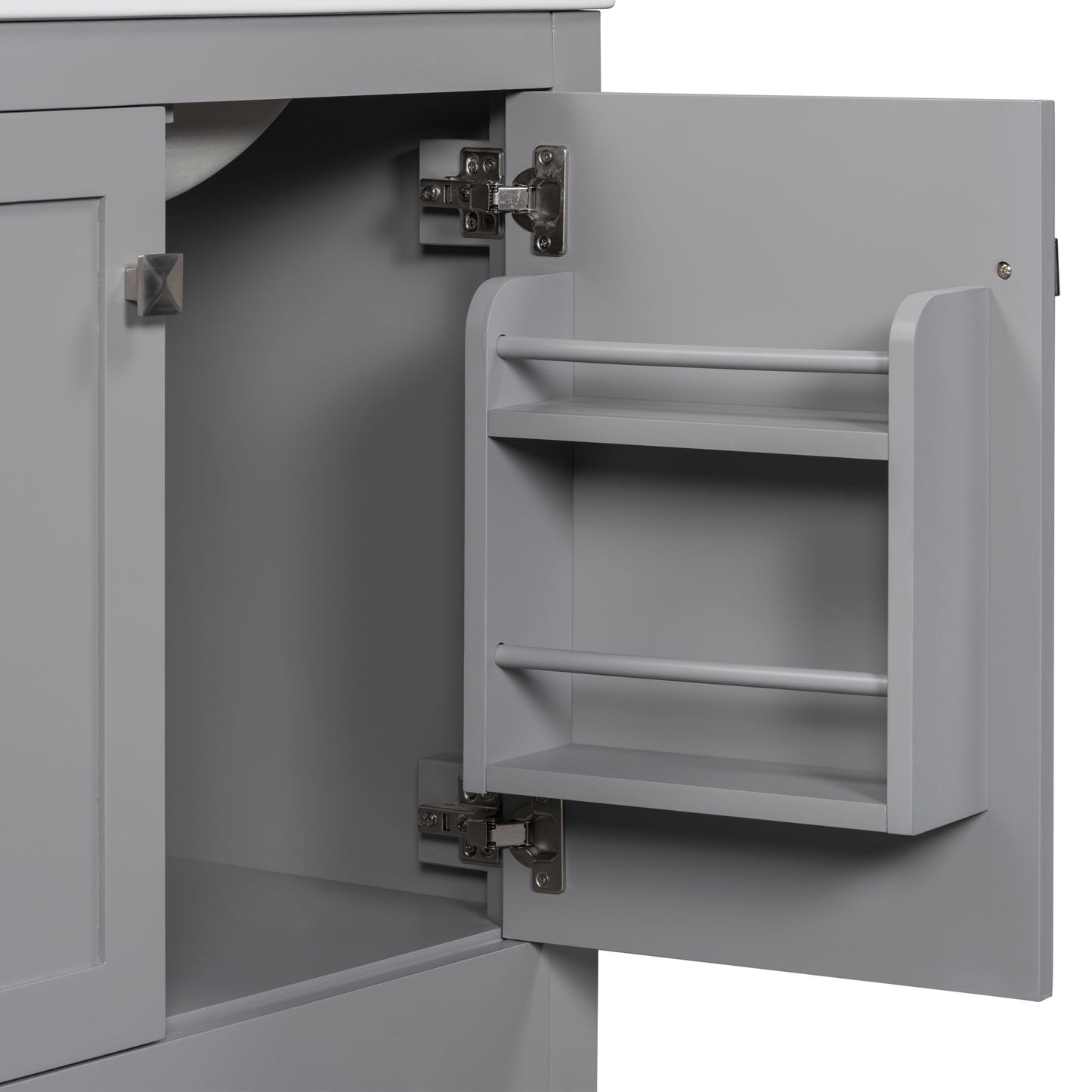 Bathroom Vanity With Single Sink, Combo Cabinet Undermount Sink, Bathroom Storage Cabinet With Two Doors And A Drawer, Soft Closing, Multifunctional Storage, Solid Wood Frame - Gray