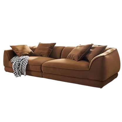 Nordic Modern Sofa With Detachable Pillowcase, French Velvet Fabric, Solid Wood Frame, High Density Sponge Filling - Camel