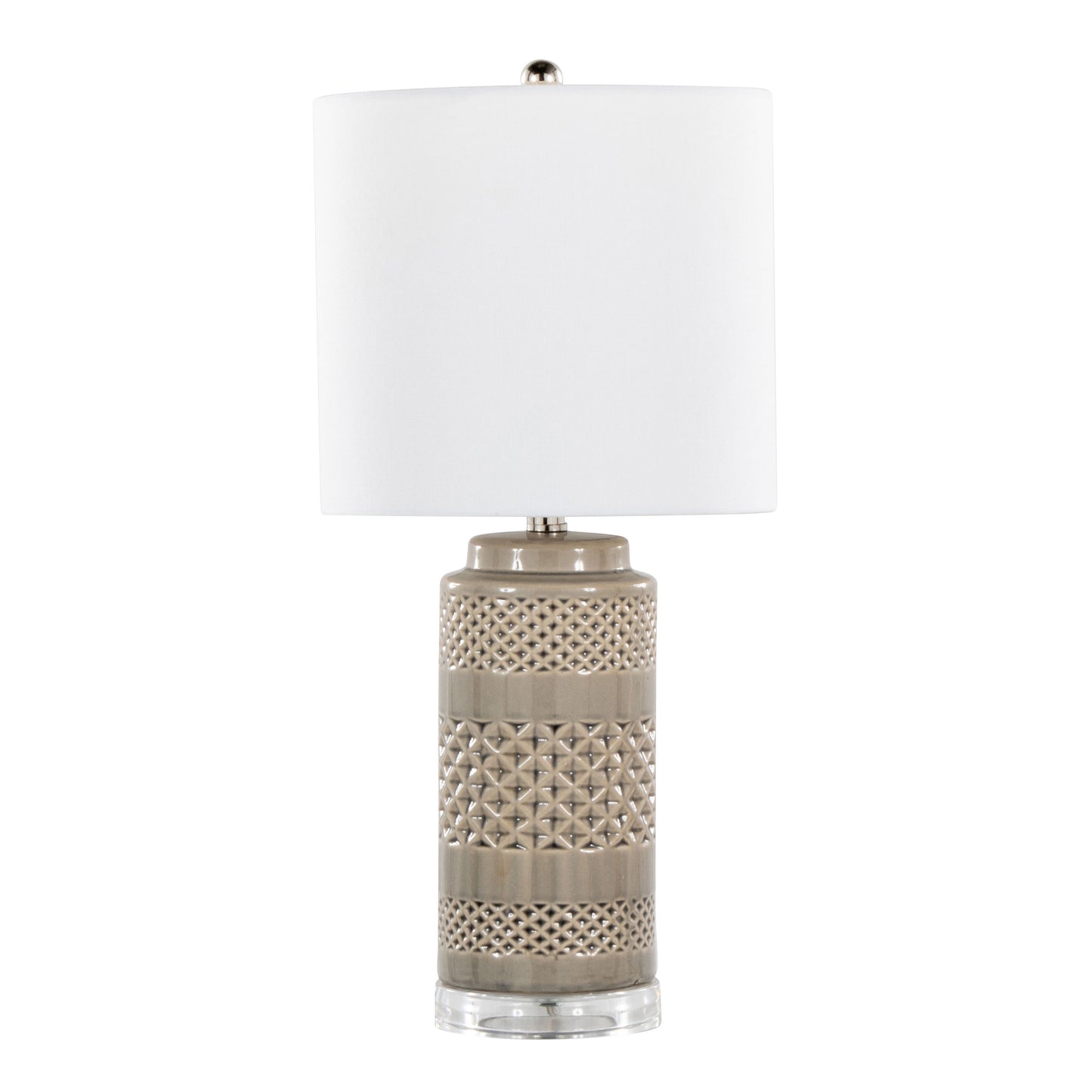 Casa - Contemporary Table Lamp (Set of 2) - Opal Gray / Polished Nickel / White