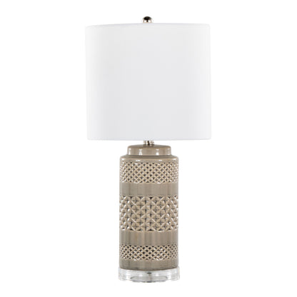Casa - Contemporary Table Lamp (Set of 2) - Opal Gray / Polished Nickel / White