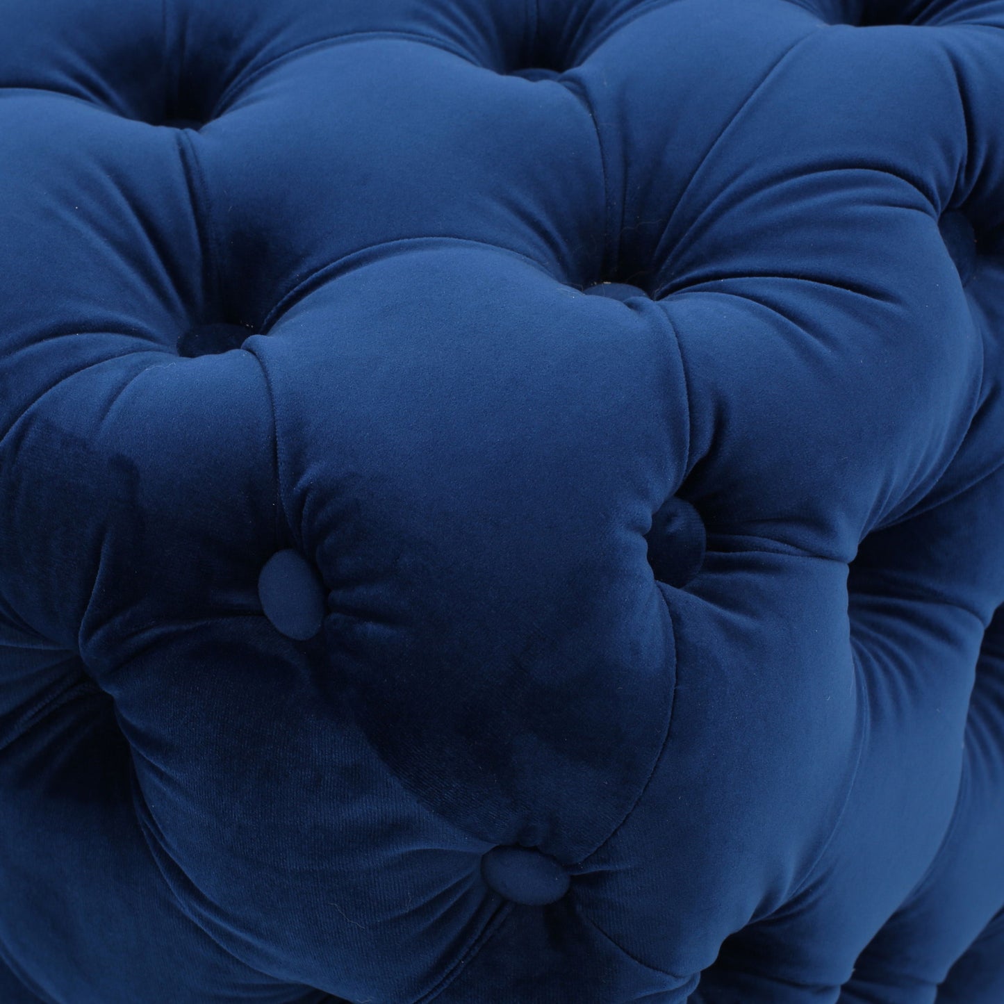 Modern Glam Ottoman With Velvet Upholstery And Button Tufted Design - Navy Blue