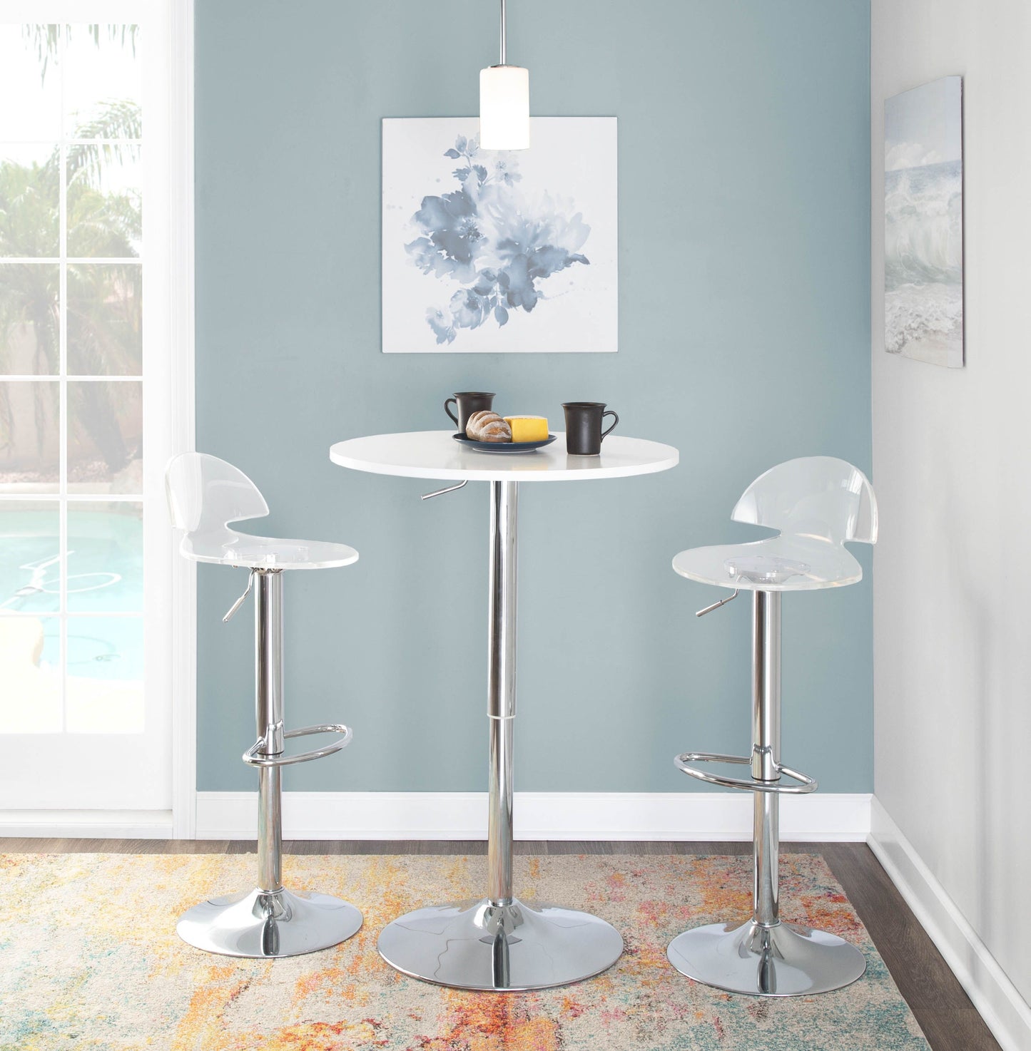 Elia - Contemporary Adjustable Bar Table - White
