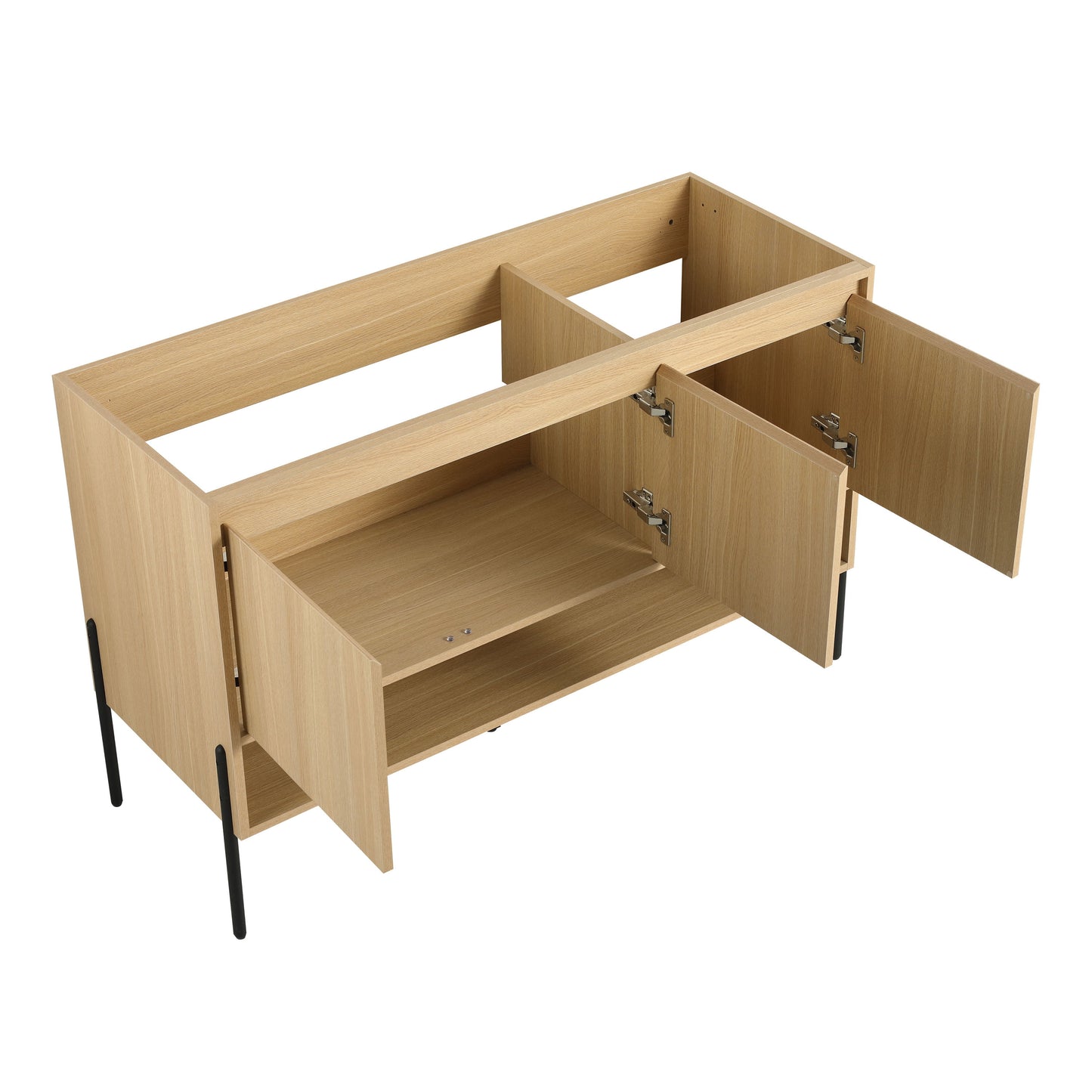 Modern Bathroom Vanity Combo With Single Resin Sink And Storage Cabinet, Multilayer Solid Wood - Oak