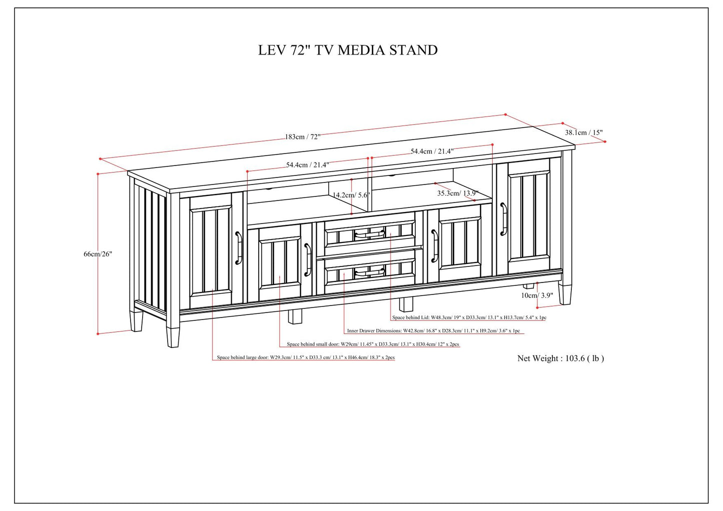 Lev - Handcrafted TV Media Stand - Smoky Brown