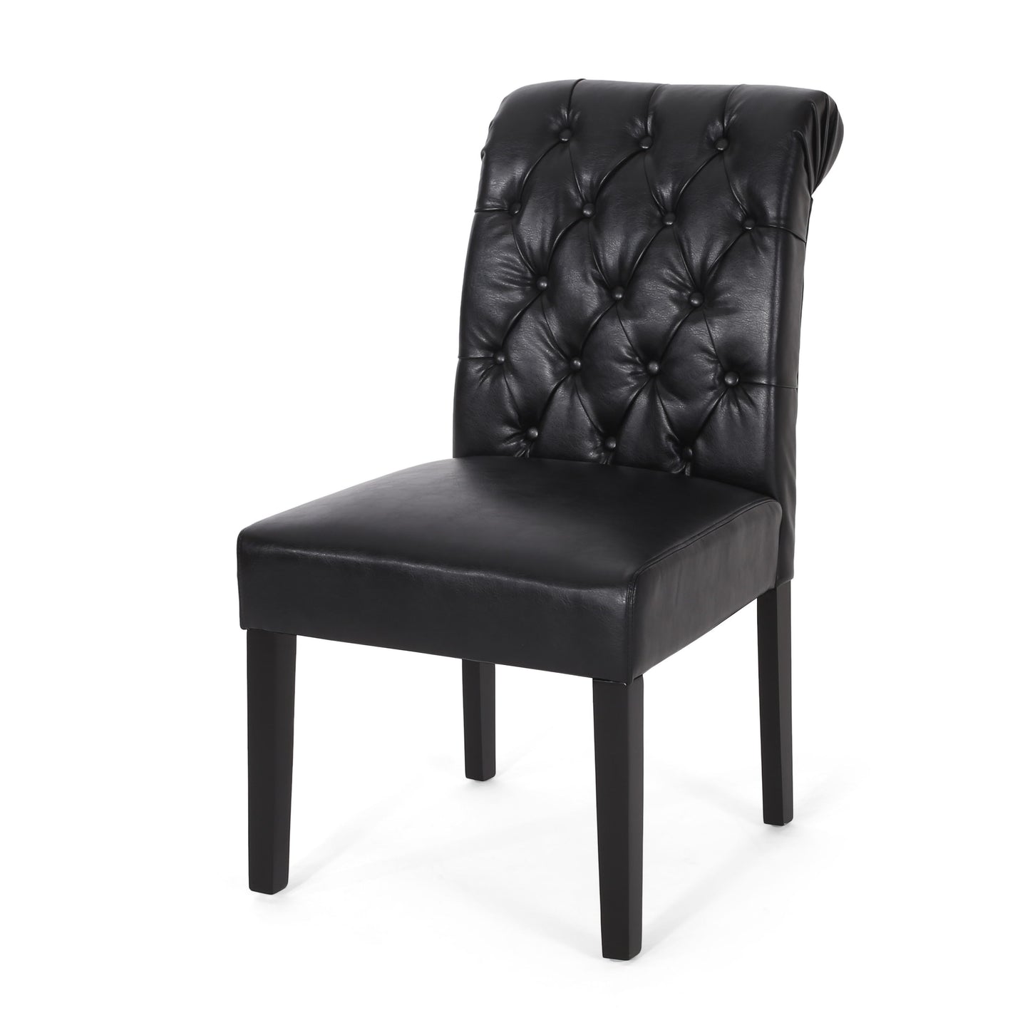Broxton - Tuft Dining Rolltop Chair (Set of 2) With Button Tufted Upholstery - Black