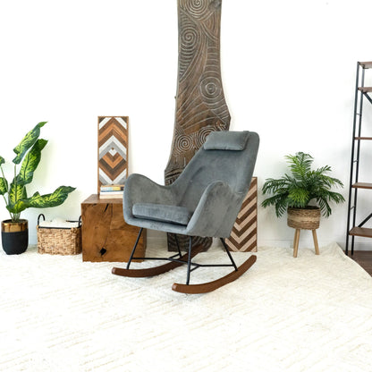 Chel - Velvet Rocking Chair - Light Gray
