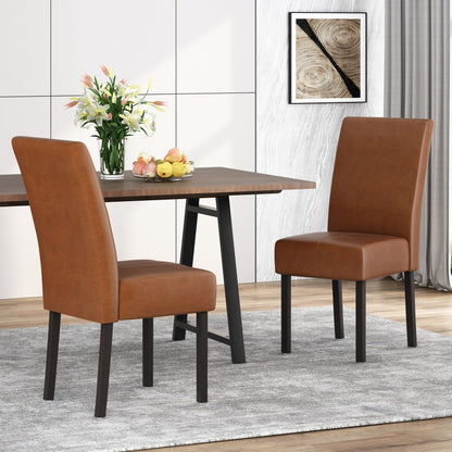Pertica - Dining Chair With T - Stitch Design (Set of 2) - Light Brown