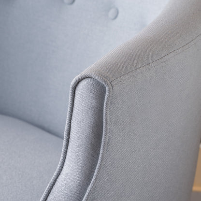 Elegant Upholstered Club Chair With Button Tufting - Light Blue