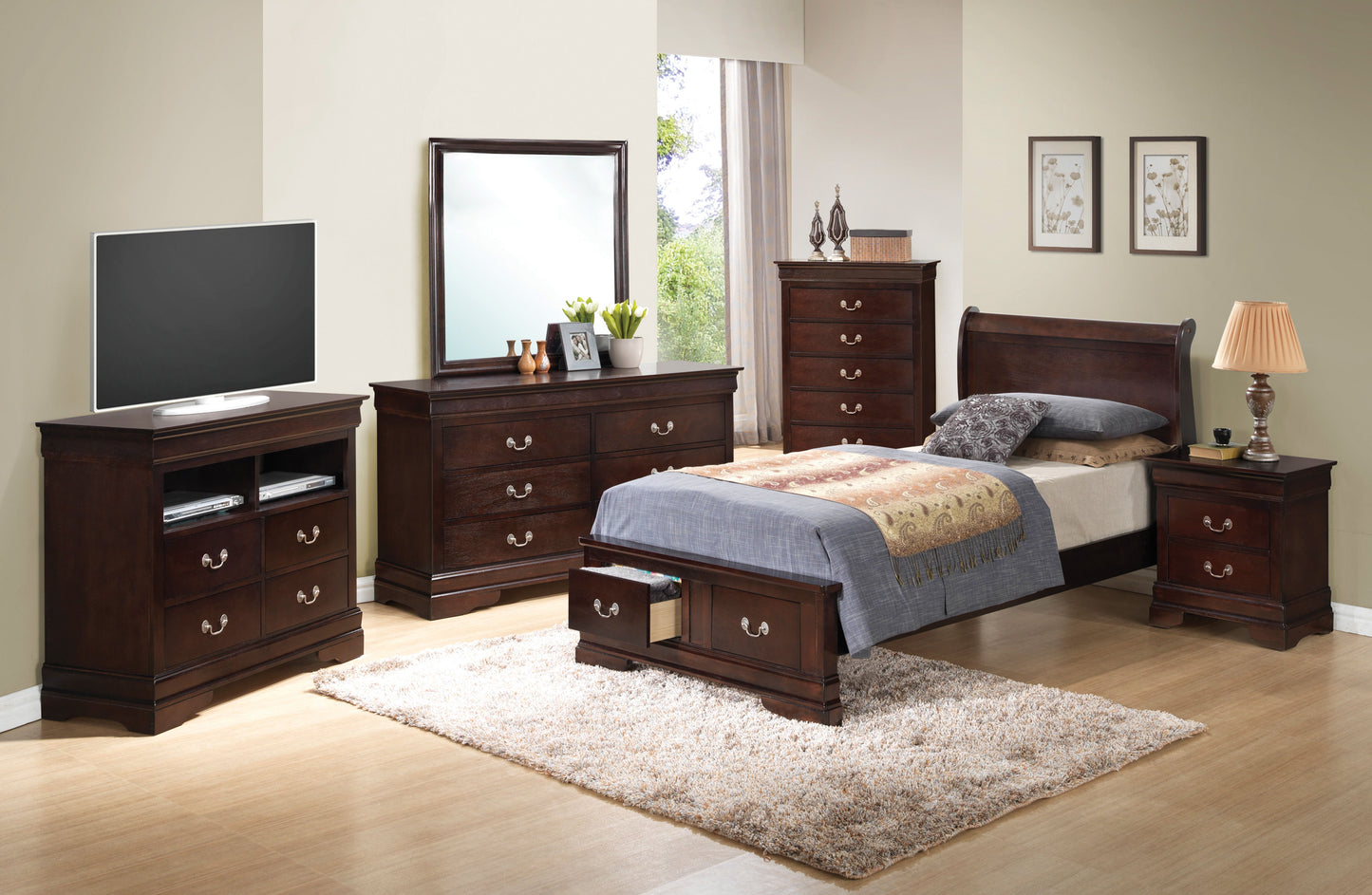 Louis Phillipe - Twin Panel Storage Bed - Cappuccino
