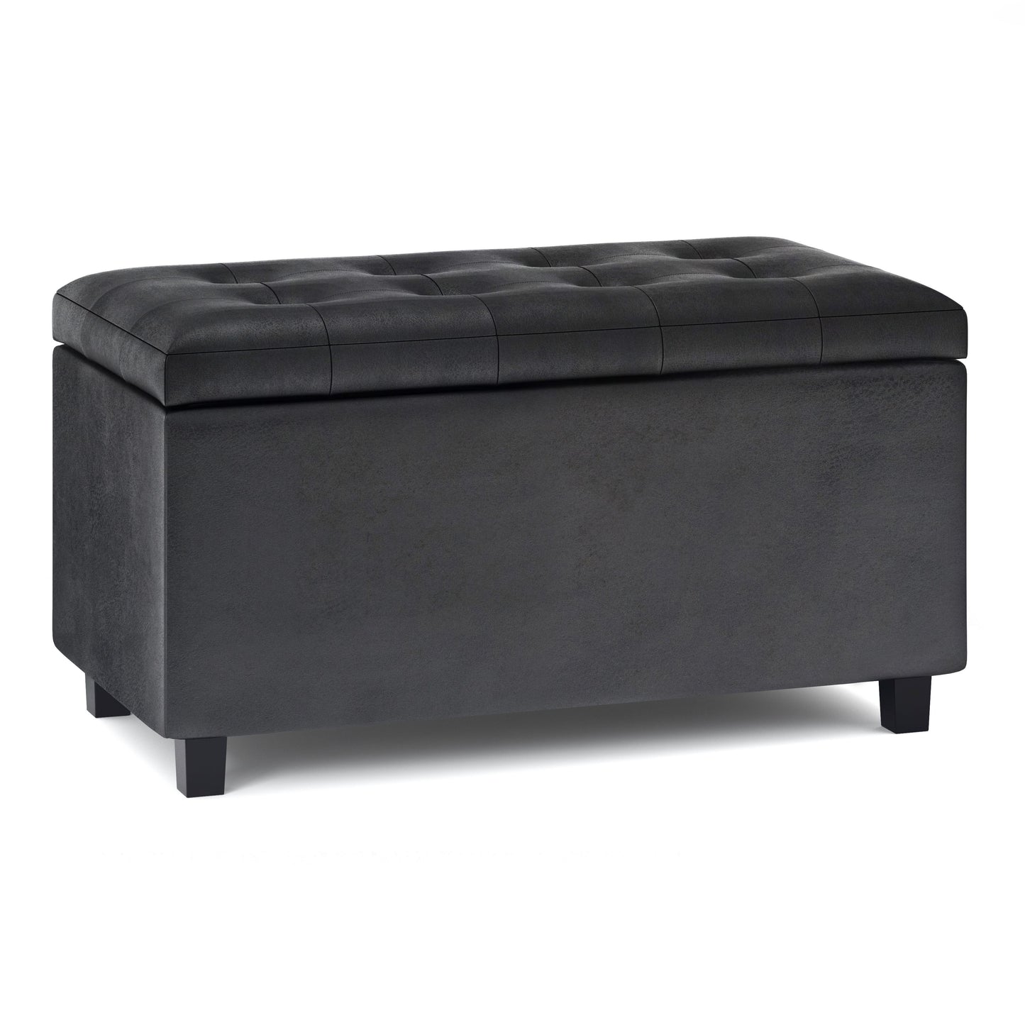 Cosmopolitan - Storage Ottoman - Distressed Black