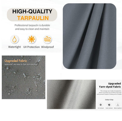 Replacement Canopy Top Cover Fabric For 13 x 10 Ft Outdoor Patio Retractable Pergola Sun-Shelter Canopy - Gray