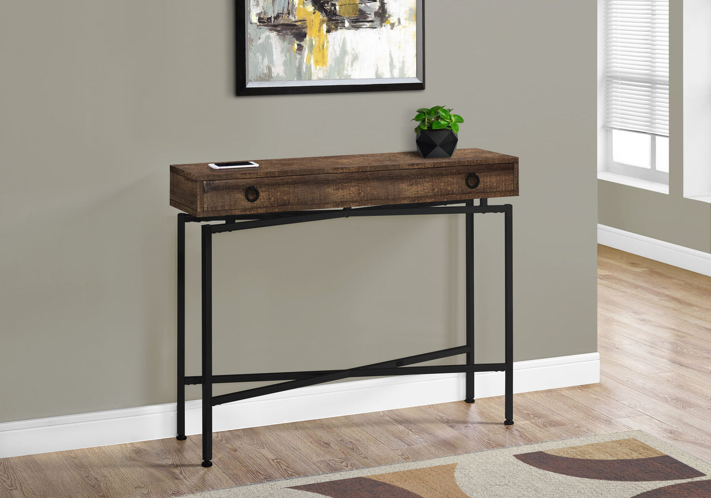 Accent Console Table For Entryway, Storage Drawer, Contemporary & Modern - Brown