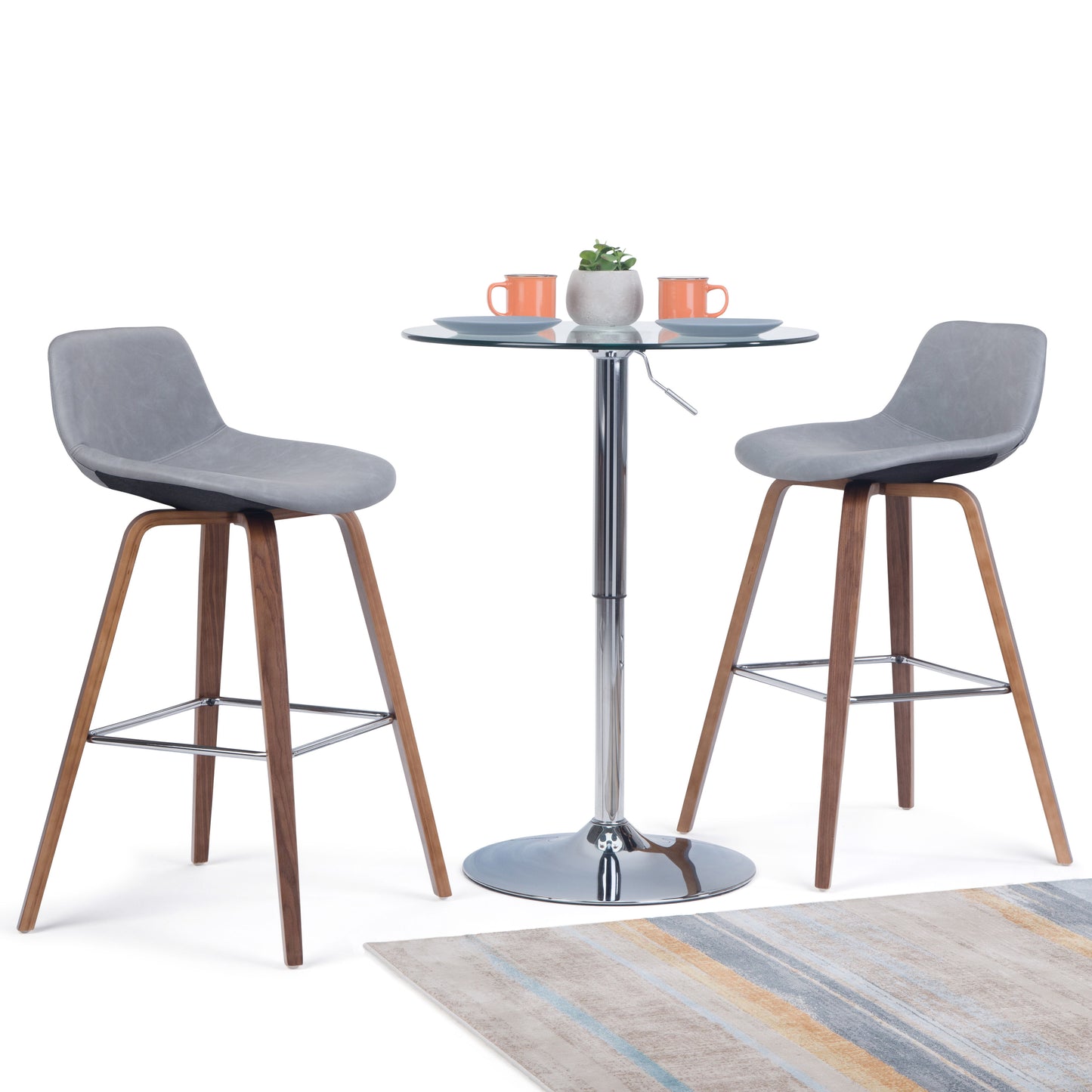 Randolph - Upholstered Bentwood Counter / Bar Height Stool (Set of 2) - Gray