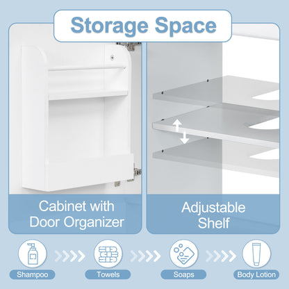18" Bathroom Vanity With Sink, & Ceramic, Adjustable Shelf - White