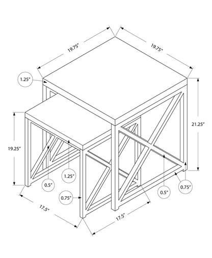 Nesting Table, Side, End, Accent, Contemporary & Modern (Set of 2) - Espresso