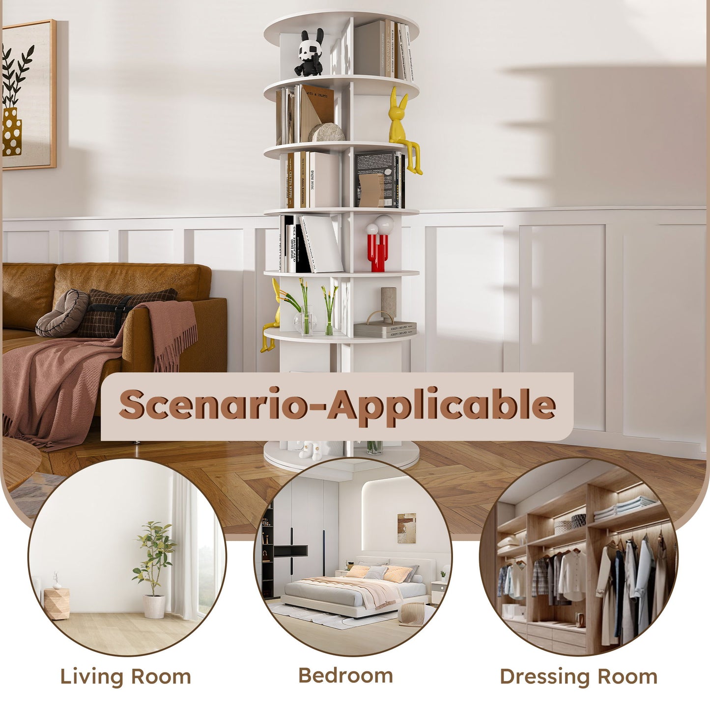 6 Tier Spinning Shoe Rack, Free Standing 360ÔøΩÔøΩ Revolving Shoe Organizer - White