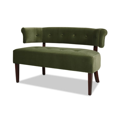 Jared - Roll Arm Tufted Bench Settee - Olive Green