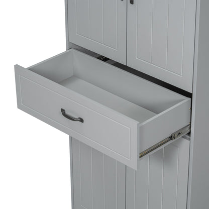 Stylish Bathroom Storage Cabinet With 2 Laundry Baskets - Gray