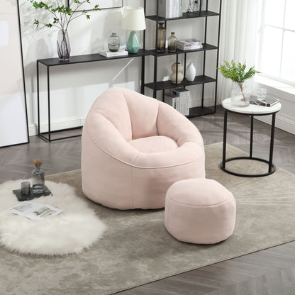Bedding Bean Bag Sofa Chair High Pressure Foam Bean Bag Chair Adult Material With Padded Foam Padding Compressed Bean Bag With Footrest - Pink