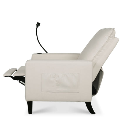 Recliner Chairs For Adults, Adjustable Recliner Sofa With Mobile Phone Holder & Cup Holder, Modern Reclining Chairs Fabric Push Back Recliner Chairs For Living Room, Bedroom - Beige