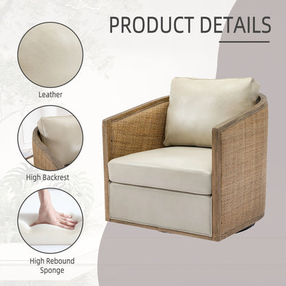 Swivel Barrel Chair, Comfy Round Accent Sofa Chair, 360 Degree Swivel - Oyster Gray