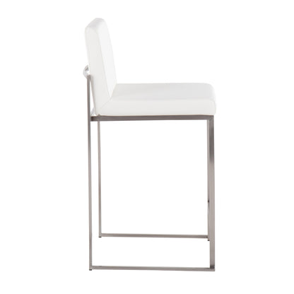 Fuji - Contemporary High Back Counter Stool (Set of 2) - White