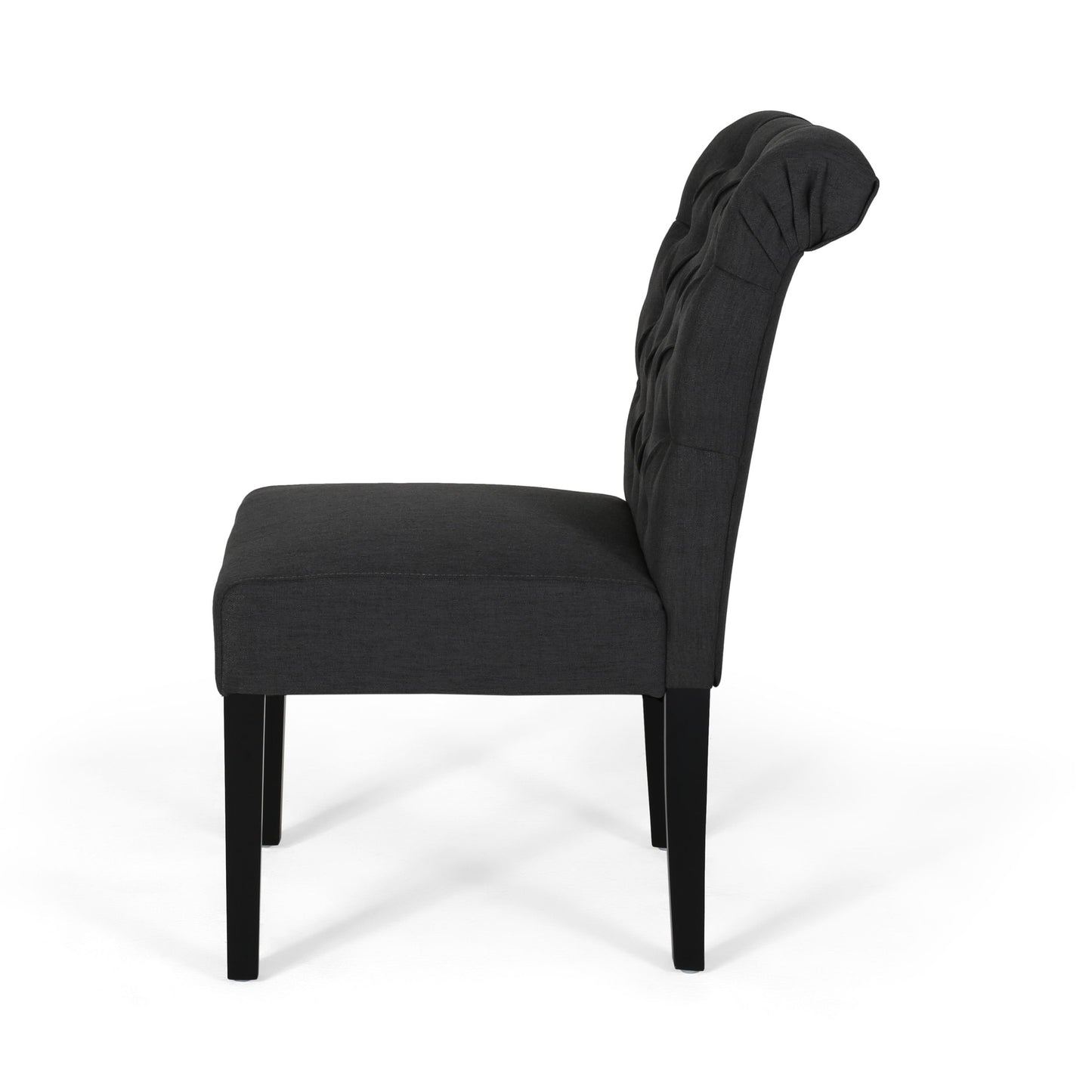 Broxton - Tuft Dining Rolltop Chairs With Button Tufted Backrest (Set of 2) - Dark Gray