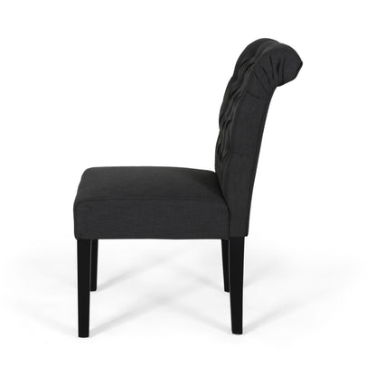 Broxton - Tuft Dining Rolltop Chairs With Button Tufted Backrest (Set of 2) - Dark Gray