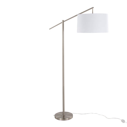 Casper - Contemporary Floor Lamp - Nickel / Off White