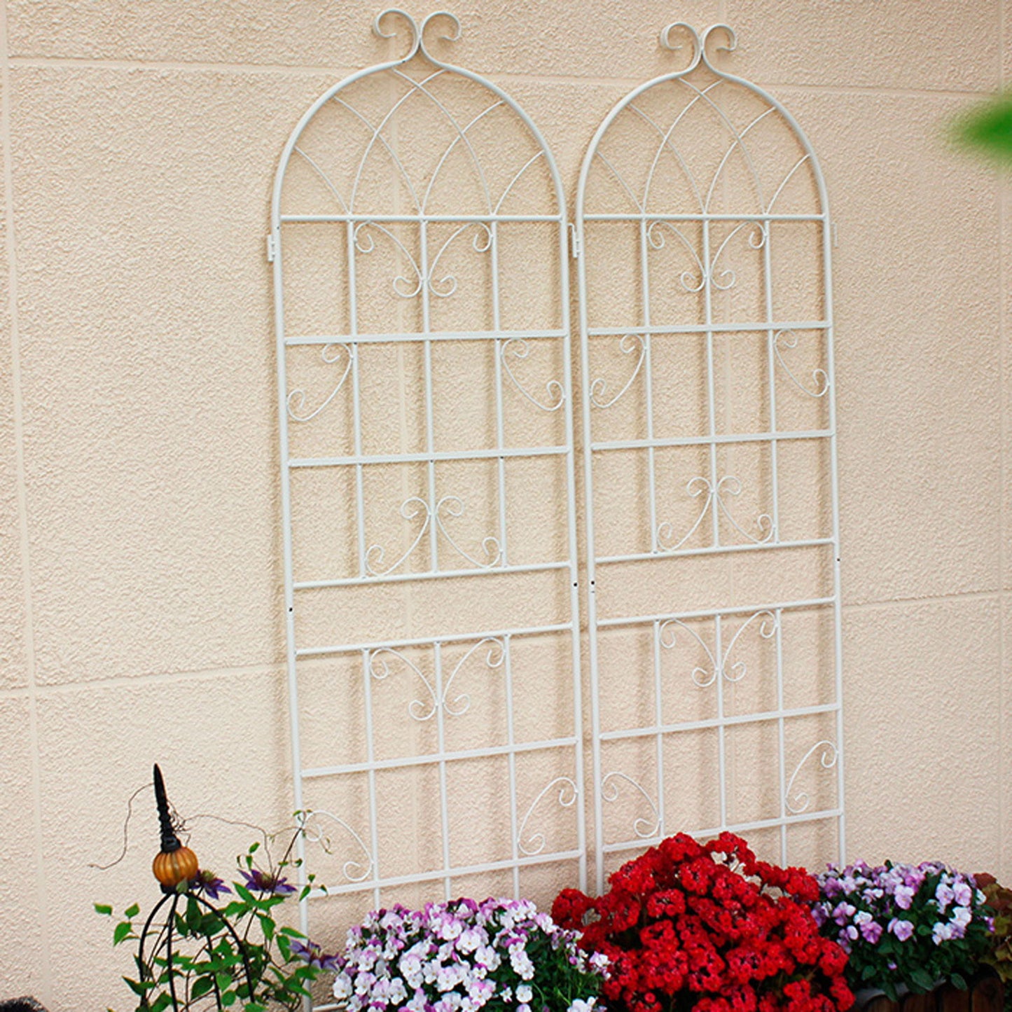 4 Pack Metal Garden Rustproof Trellis For Climbing Plants Outdoor Flower Support - Cream White