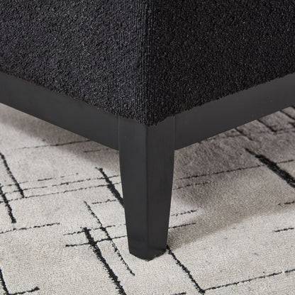 Upholstered Wood Base Storage Ottoman With Reversible Lid Coffee Table, Foot Stool Square Footrest With Rubberwood Legs For Living Room Bedroom Entryway And Office - Black