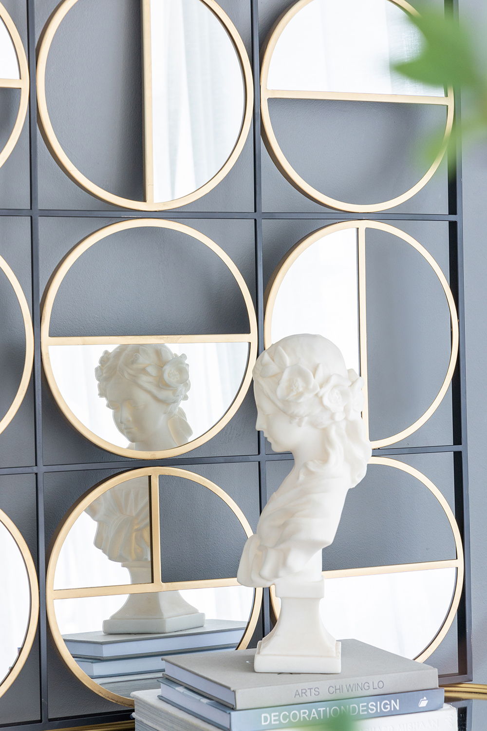 Eclectic Styling Metal Beaded Wall Mirror With Contemporary Design For Bedroom, Liveroom & Entryway - Golden Black