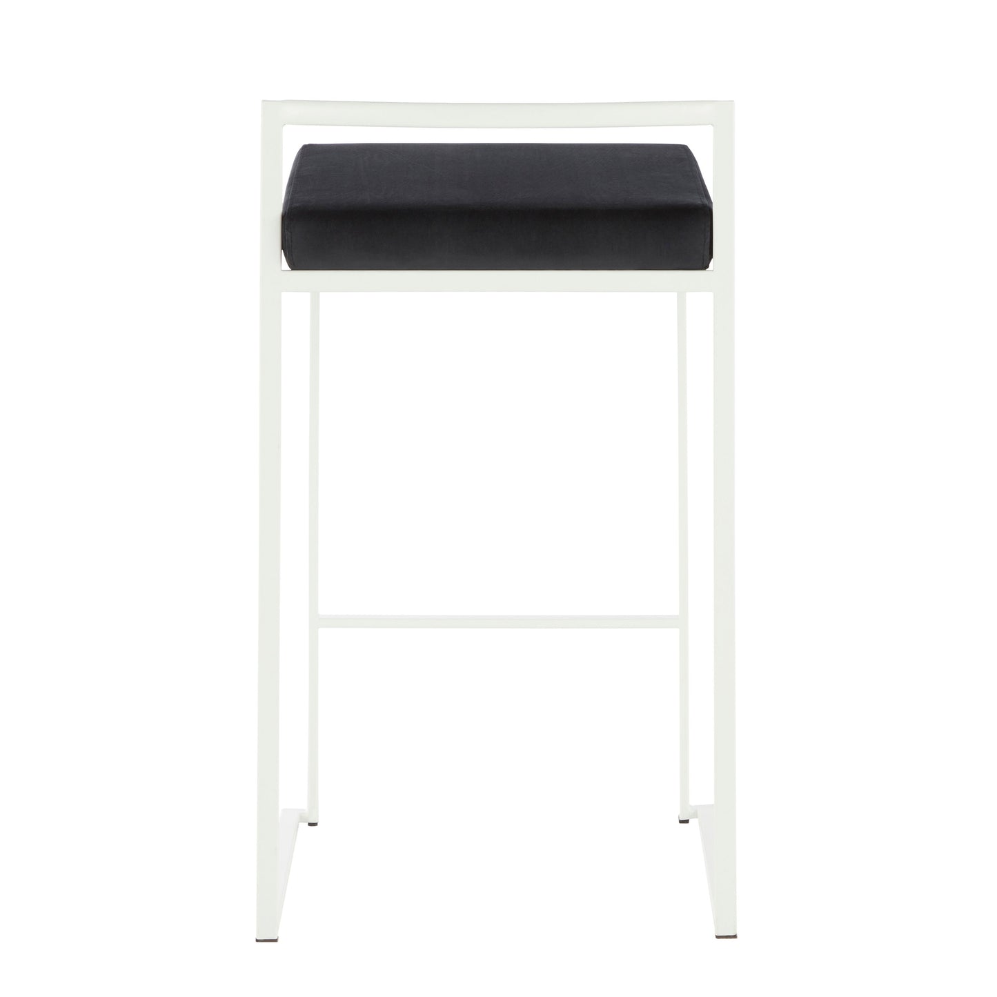 Fuji - Contemporary Stackable Counter Stool (Set of 2) - White / Black - Velvet