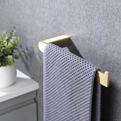 4 Pieces Bathroom Hardware Set Single Towel Bar, Towel Holder, Toilet Paper Holder, Stainless Steel - Brushed Gold