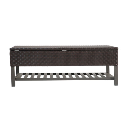 Regent - Storage Bench With Metal Rack - Brown Multi
