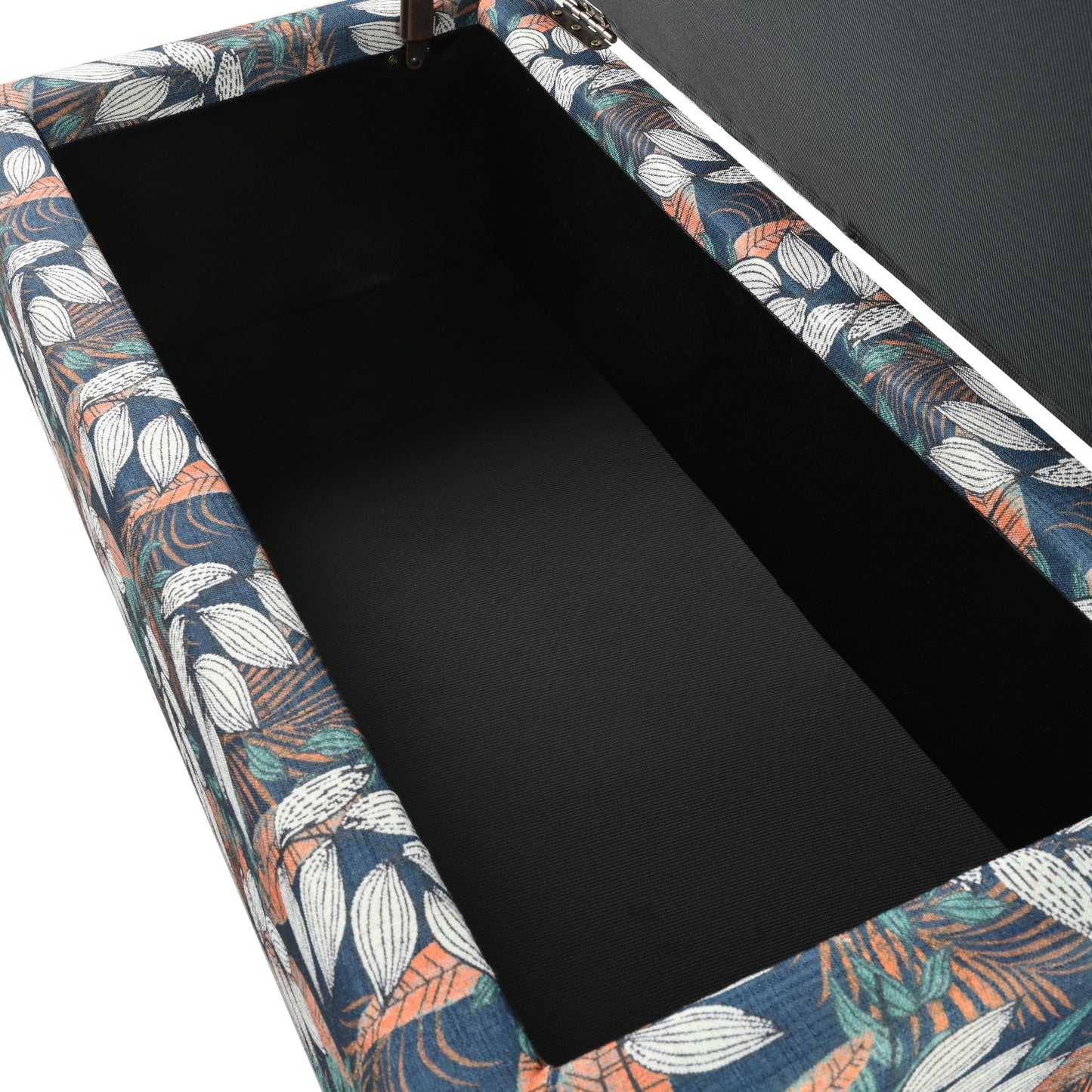 Elegant Flower Pattern Storage Ottoman With Soft Upholstery And Wood Frame - Flower