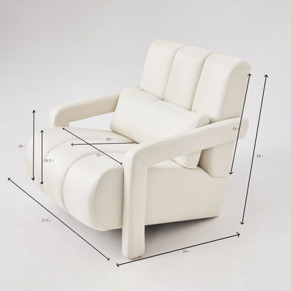 Modern Upholstered Accent Chair, Comfortable Linen Fabric With A Pillow For Living Room - Beige