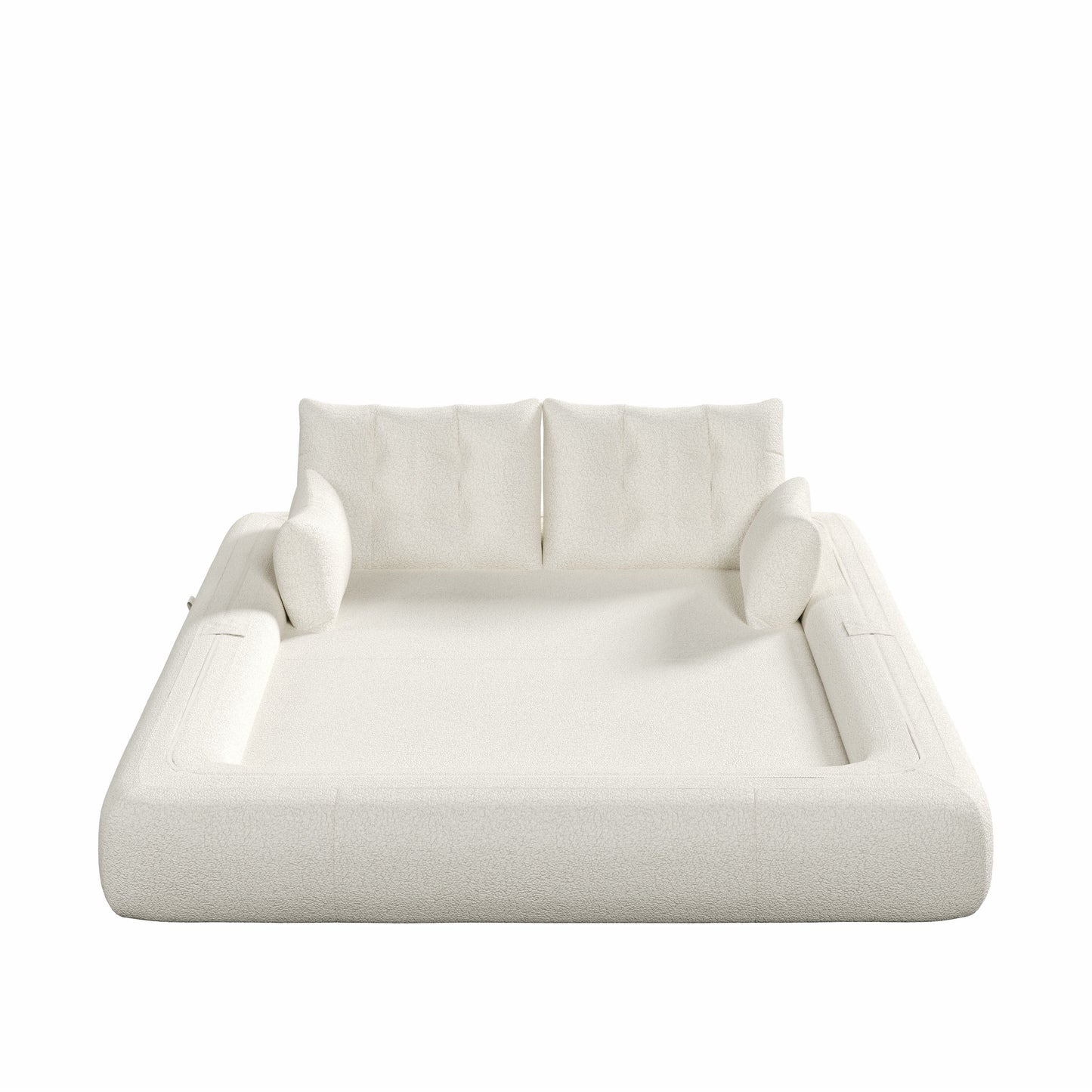 Human Dog Bed, Lazy Sofa Couch, Multifunctional Foldable Sofa Bed, 3 In 1 Teddy Fabric Sleeper Sofa Bed For Living Room Guest Bed, Playroom - Beige