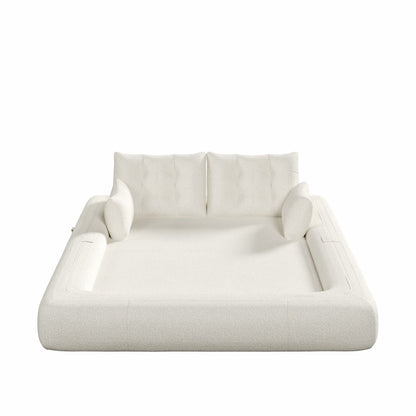 Human Dog Bed, Lazy Sofa Couch, Multifunctional Foldable Sofa Bed, 3 In 1 Teddy Fabric Sleeper Sofa Bed For Living Room Guest Bed, Playroom - Beige