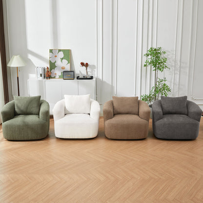Chenille Upholstered 360ÔøΩÔøΩ Swivel Barrel Sofa Chair With Throw Pillow, Accent Chair For Living Room, Office And Hotel - Gray