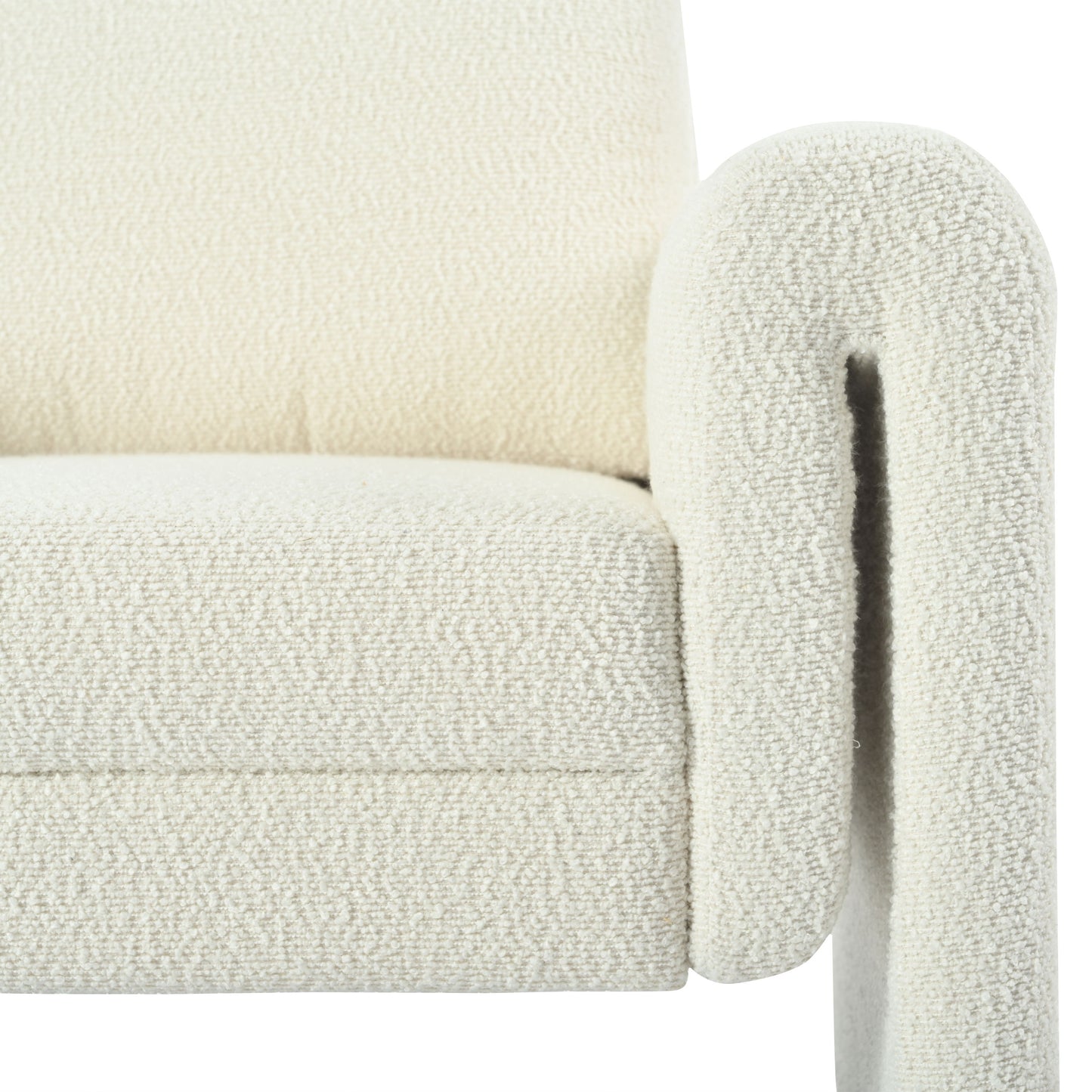 Modern Boucle Upholstered Accent Chair Luxurious Comfort & Sturdy Support, Solid Wood Frame - Ivory