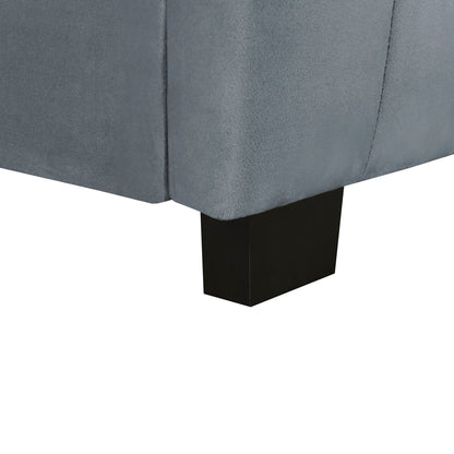 Twin Size Upholstered Platform Bed With Twin Size Trundle - Gray