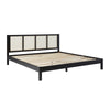 King Bed With Rattan Panel Headboard - Black