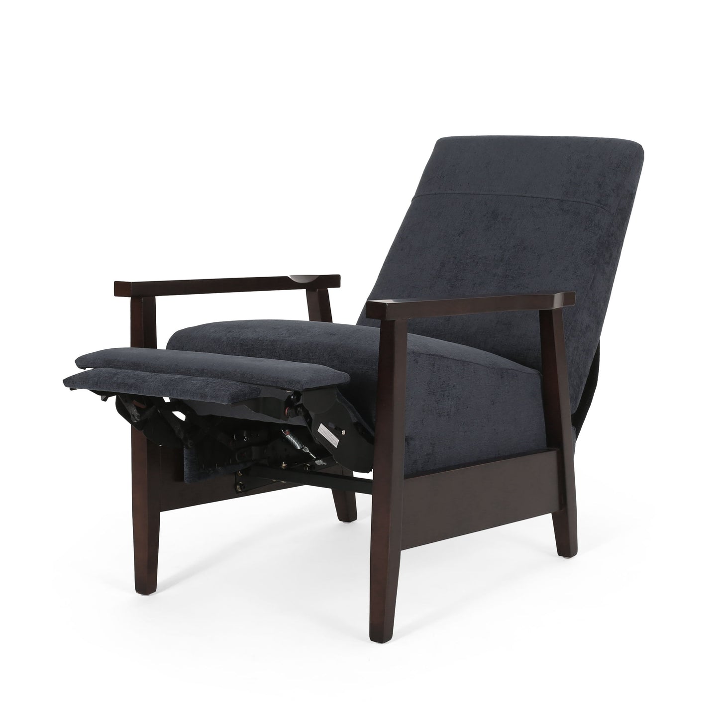 Wide Wood Hand Manual Club Recliner - Charcoal